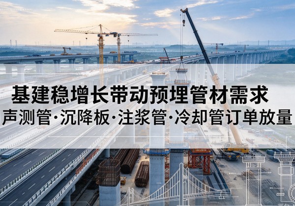 满城基建稳增长带动预埋监测管材需求，声测管、沉降板、注浆管订单持续放量